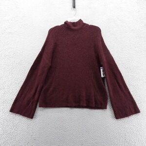 French Connection Mock‎ Neck Bell Sleeve Cozy Knit Sweater Burgundy XS NEW